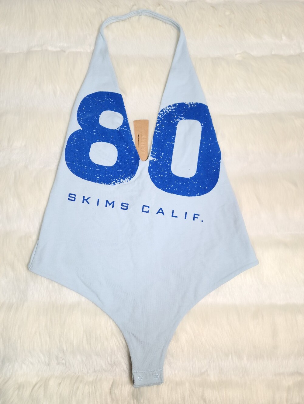 SKIMS Cotton Jersey Halter Bodysuit Blue Opal Summer Eighty Women Large NEW